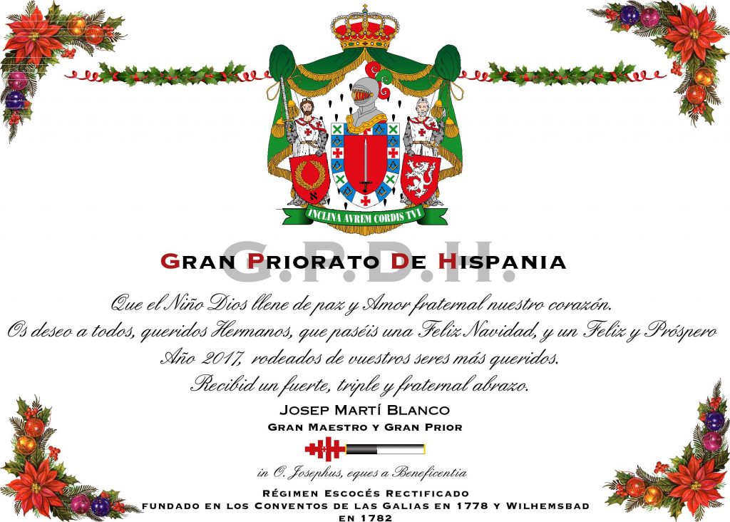 Felicitación de Navidad del Gran Priorato de Hispania.